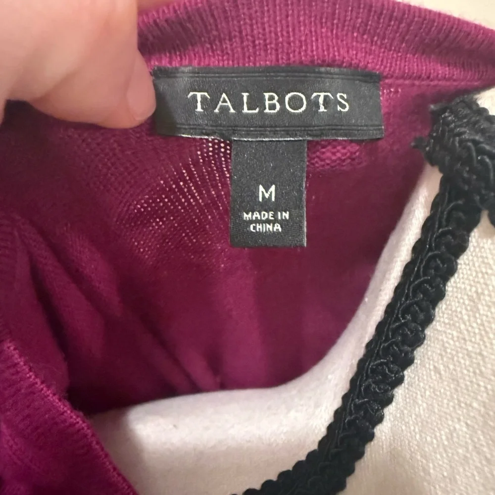 Talbots Magenta Cashmere blend cardigan sweater size medium